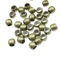 50 Metal Beads 7x5 mm (Ø 4 mm), Antique Brass