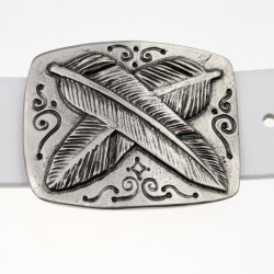 Dark Silver Belt Buckle Feathers