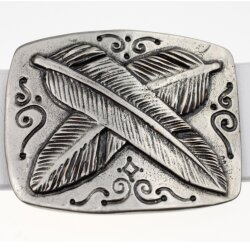 Dark Silver Belt Buckle Feathers