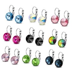 14 mm Rivoli Earrings with Swarovski Crystals. Handmade...