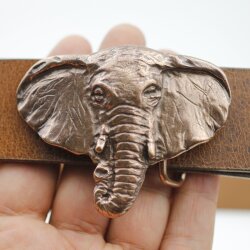 Antique Copper Elephant Head Belt buckle