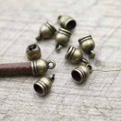 20 Endkappe für Lederband, 4 mm, Altmessing