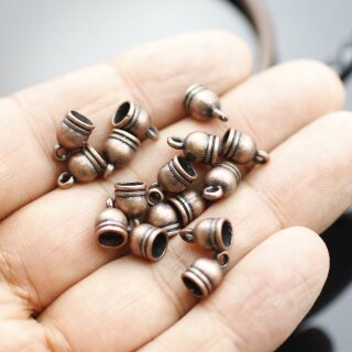 20 Endkappe fr Lederband, 4 mm, altkupfer