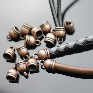 20 Endkappe fr Lederband, 4 mm, altkupfer