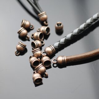 20 Endkappe fr Lederband, 4 mm, altkupfer