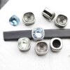 10 Sliderbeads for Swarovski 4470 - 10 mm Cushion Square, Dark Silver