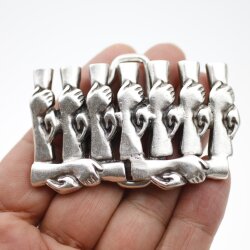 Belt Buckle hand to hand, antique silver