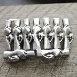 Belt Buckle hand to hand, antique silver