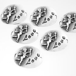 5 Angel Charms Connector, Love Charms, Antique Silver