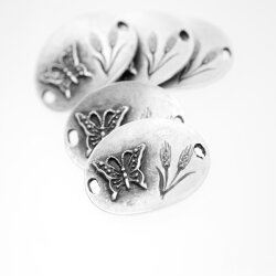 5 Butterfly Charms Connector, Love Charms, Antique Silver