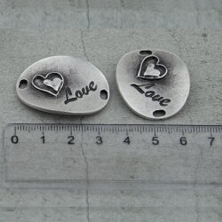 5 Heart Love Connectors Antique Silver