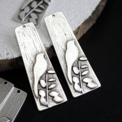 Nature, Bird Pendant, Antique Silver