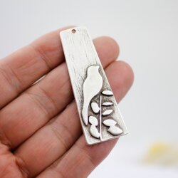 Nature, Bird Pendant, Antique Silver