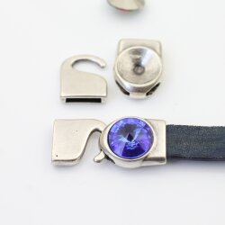 5 Armband Verschluss für 12 mm Rivoli Swarovski oder Preciosa Kristalle, Altsilber