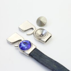 5 Armband Verschluss für 12 mm Rivoli Swarovski oder Preciosa Kristalle, Altsilber