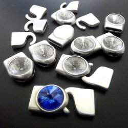 5 Antique Silver Hook Clasp, Bracelet Findings for 12 mm Rivoli Crystals Preciosa and Swarovski