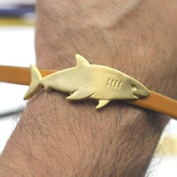 5 Shark Slider Bracelet Finding, Connector for Leather Bracelet, matt gold