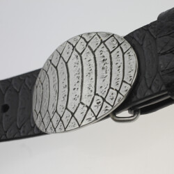 Crocodile Skin Effect Belt Buckle, Dark Silver