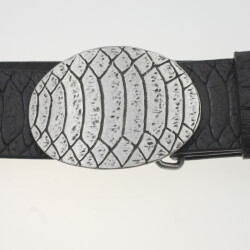 Crocodile Skin Effect Belt Buckle, Dark Silver