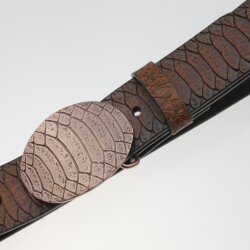 Crocodile Skin Effect Belt Buckle, Antique Copper