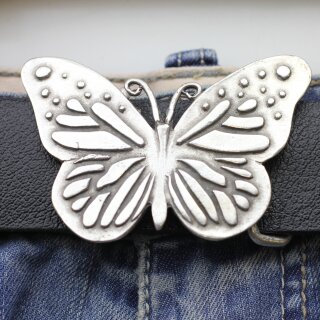 Belt Buckle Butterfly with ornaments, 8,0x5,5 cm, Antique Silver