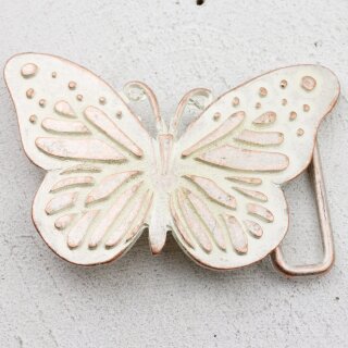 Schmetterlings Gürtelschnalle, 8,0x5,5 cm, Altsilber