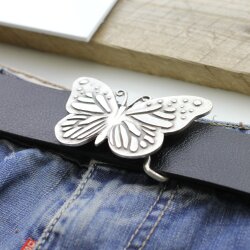 Belt Buckle Butterfly with ornaments, 8,0x5,5 cm, Antique Silver