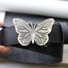 Belt Buckle Butterfly with ornaments, 8,0x5,5 cm, Antique Silver