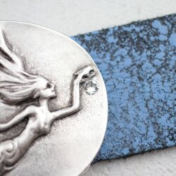 Mermaid belt buckle, 7,4x5,5 cm with 4 mm Chatons...