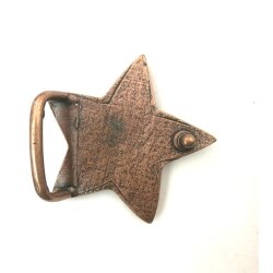 Stern für 3 cm Ledergürtel Gürtelschnalle, ø 6,0 cm , Altkupfer