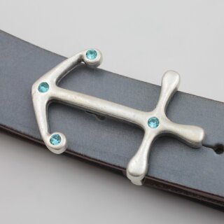 Anker Grtelschnalle, 7,3x4,7 cm mit 4 mm Kristallen