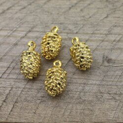 1 Gold cone charms, Pine Cone