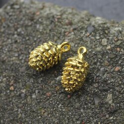 1 Gold cone charms, Pine Cone