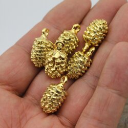 1 Gold cone charms, Pine Cone