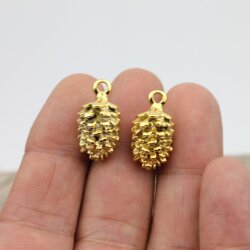 1 Gold cone charms, Pine Cone