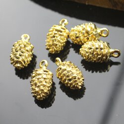 1 Gold cone charms, Pine Cone