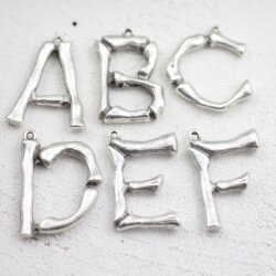 1 Bones, Bamboo Letter Pendant, antique silver