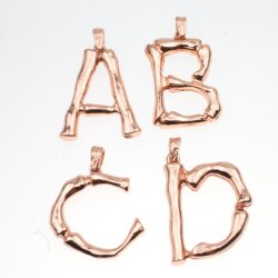 1 Knochen Bambus Buchstaben Anhänger, Rosegold B