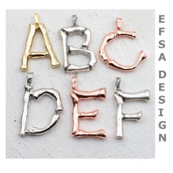 1 Knochen Bambus Buchstaben Anhänger, Rosegold Y