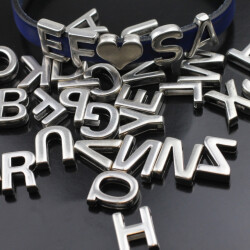 Alphabet Slide Beads, Initial Charms, Alphabet Beads, Letter Beads, Antique Silver C