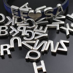 Alphabet Slide Beads, Initial Charms, Alphabet Beads, Letter Beads, Antique Silver F