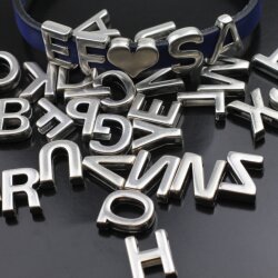 Alphabet Slide Beads, Initial Charms, Alphabet Beads, Letter Beads, Antique Silver L