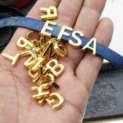 Alphabet Slide Beads, Initial Charms, Alphabet Beads, Letter Beads, Gold B