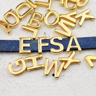 Alphabet Slide Beads, Initial Charms, Alphabet Beads, Letter Beads, Gold Q