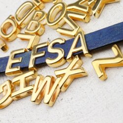 Alphabet Slide Beads, Initial Charms, Alphabet Beads, Letter Beads, Gold Q