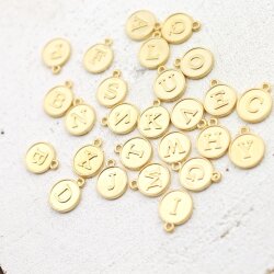 Alphabet LetterCharms, Double Sided  Matt Gold X