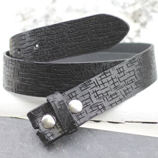 High-Class Leather Belts, Snap belts without buckle Black, 4 cm, 100 % Cow leather