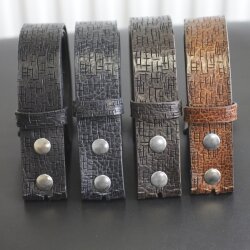High-Class Leather Belts, Snap belts without buckle Navy blue, 4 cm, 100 % Cow leather