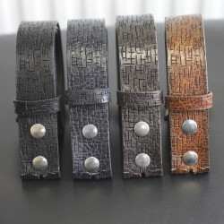 High-Class Leather Belts, Snap belts without buckle Navy blue, 4 cm, 100 % Cow leather 95