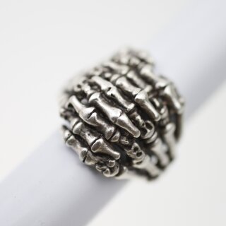 entwined skeletal Finger Ring, 2,3 cm Antique Silver